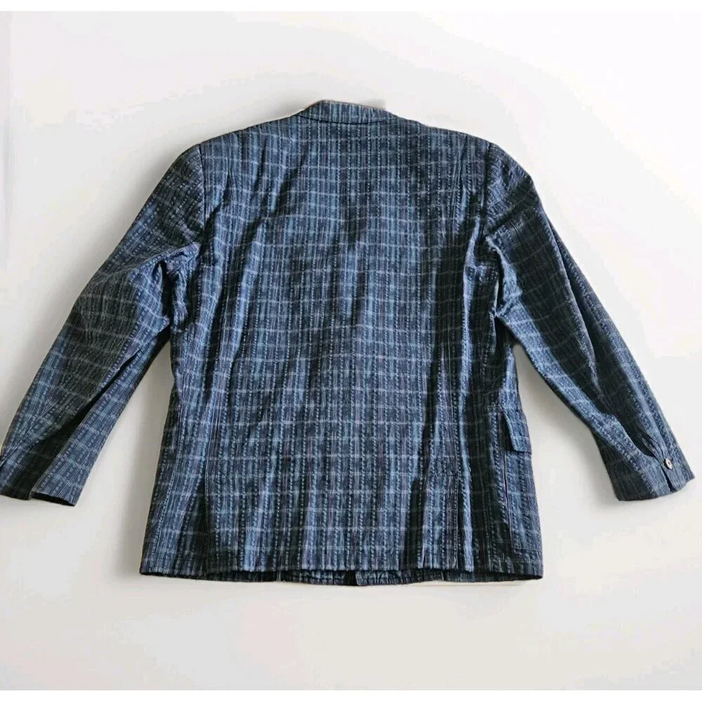 Azzurra Blazer Men 46 R Multi Seersucker Cotton Lined Sleeves Double Vented Boho - Picture 15 of 16